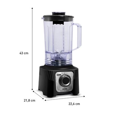 Liquidificador Power Max LN66 2200W 3,1L 15 Velocidades Arno Preto / 110V