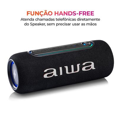 Caixa de Som Speaker SP-05-LB Bluetooth 30W IPX5 LED Lights Bateria 6h Aiwa Preto / Bivolt