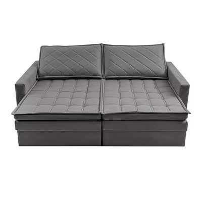 Sofá 3 Lugares Cama InBox Marselha II Retrátil Reclinável com Baú Revestimento Suede Velusoft 180cm Cinza