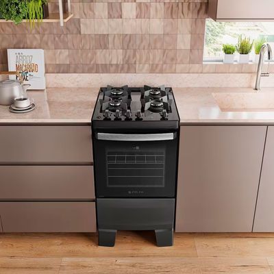 Fogão Agile Up Glass 4 Bocas com Mesa de Vidro e Acendimento Automático Bivolt Atlas Preto / Bivolt