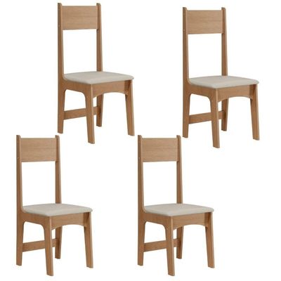 Mesa de Jantar com 4 Cadeiras Sonetto Amanda Retangular MDF Mel com Off White