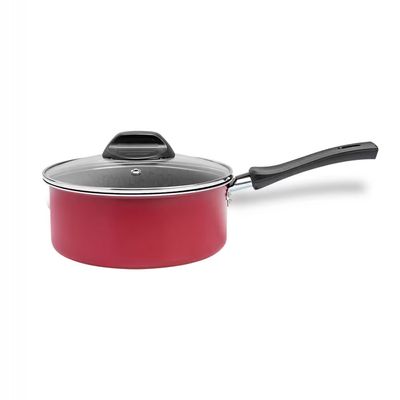 Panela Brinox Anis Antiaderente Pro-Flon Tampa de Vidro 1,2L 16cm Vermelho