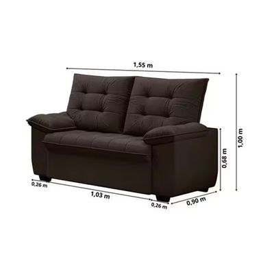 Sofá 2 Lugares Berlim Veludo 150cm Madeira Maciça Luizzi Marrom