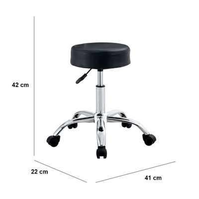 Cadeira Giratória Mocho PU Base Cromada Altura Ajustável Conthey Preto