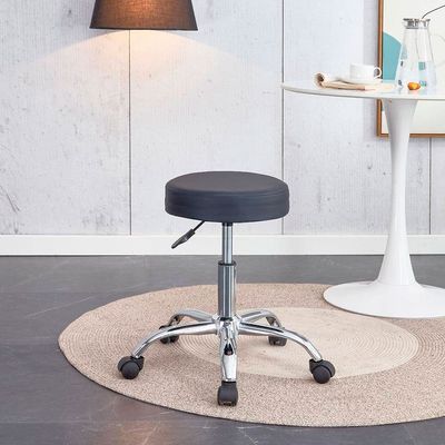 Cadeira Giratória Mocho PU Base Cromada Altura Ajustável Conthey Preto
