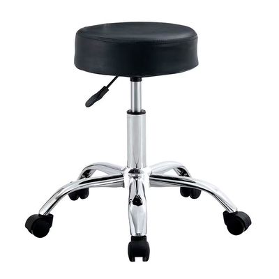 Cadeira Giratória Mocho PU Base Cromada Altura Ajustável Conthey Preto
