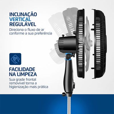Ventilador 40cm Turbo Force Mondial Preto/Prata VTF-40C-8P-BS 127V