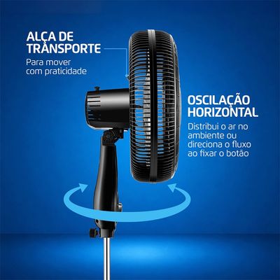 Ventilador 40cm Turbo Force Mondial Preto/Prata VTF-40C-8P-BS 127V