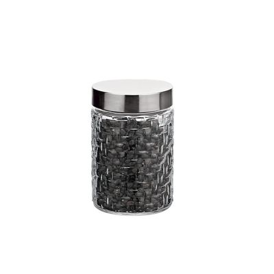 Pote de Vidro Euro Home Rattan com Tampa Inox 1L para Mantimentos Transparente