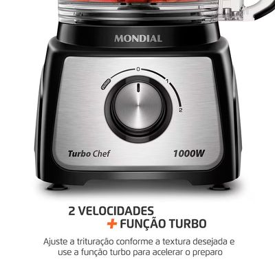Multiprocessador MPN-02-BE 2 Velocidades Turbo SAN Cristal Mondial Preto / 220V