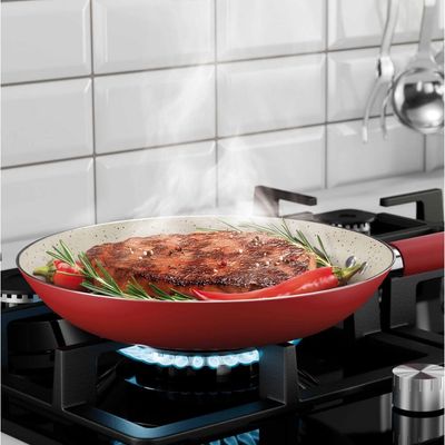 Frigideira Intense 24cm Alumínio Antiaderente Cabo Soft Touch Euro Home Vermelho