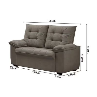 Sofá 2 Lugares Berlim Veludo 150cm Madeira Maciça Luizzi Cappuccino