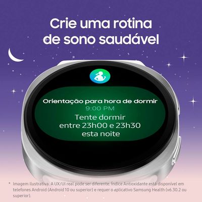 Smartwatch Galaxy Watch8 44mm Bluetooth Tela Cristal Safira GPS Samsung Grafite / Bivolt
