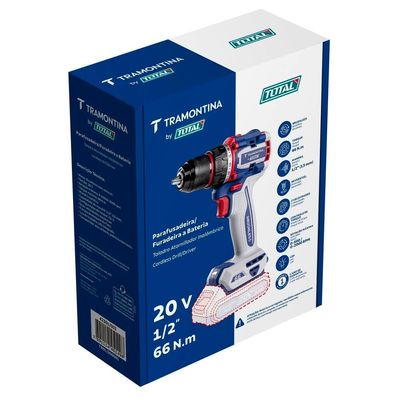 Parafusadeira/Furadeira by TOTAL 20V 66Nm Tramontina Azul e Cinza