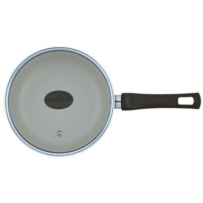 Panela Ekó 18 cm Alumínio Antiaderente 7 Camadas com Tampa de Vidro Multiflon Bege