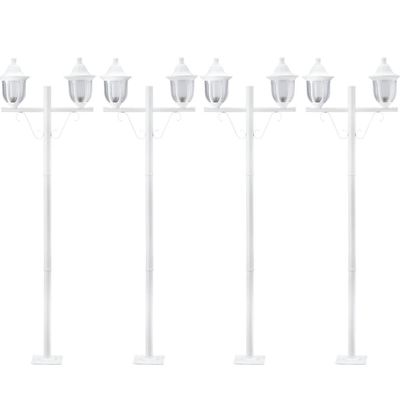 Kit 4 Postes Decorativos para Jardim 1,60m Branco Modena Dital E27 Bivolt Luminárias Externas Lente Fosca