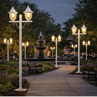 Kit 4 Postes Decorativos para Jardim 1,60m Branco Modena Dital E27 Bivolt Luminárias Externas Lente Fosca