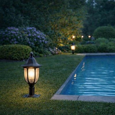 Balizador de Jardim Alumínio 16,5x31cm Preto Lanterna Injetada Termoplástico Luminária de Chão Dital