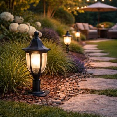 Balizador de Jardim Alumínio 16,5x31cm Preto Lanterna Injetada Termoplástico Luminária de Chão Dital