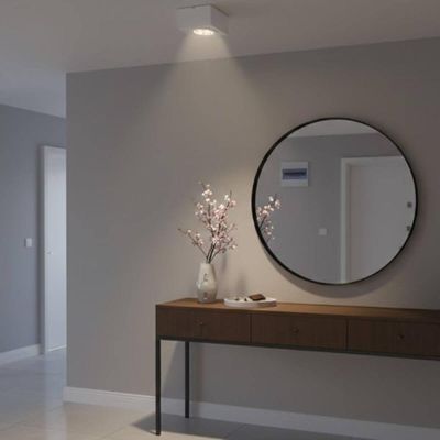 Luminária Plafon de Sobrepor Branco para Teto Bivolt Aluzinc Ar70 Gu10 Box Dital