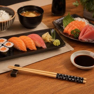 Jogo 40 Pares de Hashis Bambu 24cm Sunflower Lyor Sushi Restaurante Japonês Temakeria