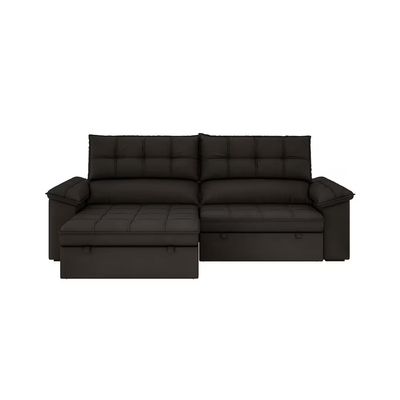 Sofá 5 Lugares Capri Slim Retrátil Reclinável Suede Luizzi Marrom