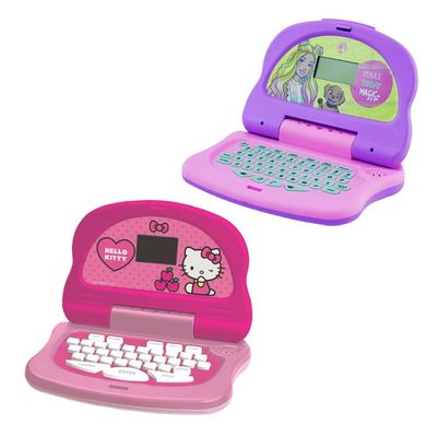 Kit Laptop Infantil Educativo Candide Barbie Charm + Hello KittyTech Bilíngue