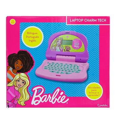 Kit Laptop Infantil Educativo Candide Barbie Charm + Hello KittyTech Bilíngue