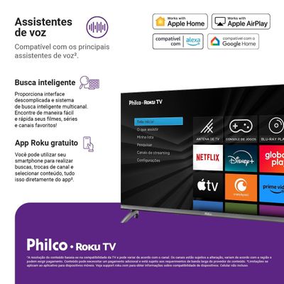 Smart TV 32" Philco Roku TV Dolby Audio HDR10 P32CRB Bivolt