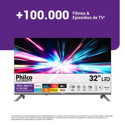 Smart TV 32" Philco Roku TV Dolby Audio HDR10 P32CRB Bivolt
