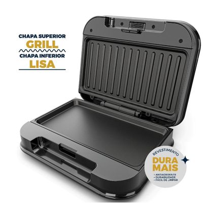 Grill e Sanduicheira Britânia Preto 750W 2 em 1 BGR24A 220V
