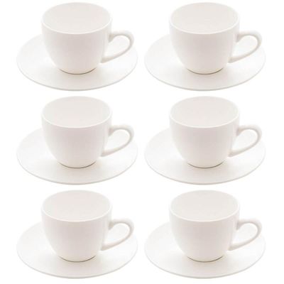 Jogo 6 Xícaras de Café 100ml com Pires Porcelana Branca Clea