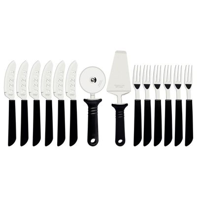 Kit Pizza Tramontina Aço Inox e Polipropileno Preto 14 Peças