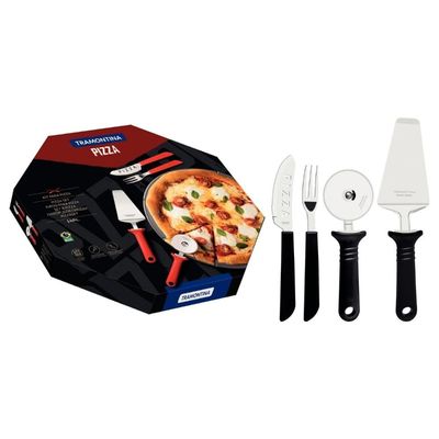 Kit Pizza Tramontina Aço Inox e Polipropileno Preto 14 Peças