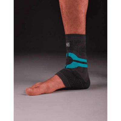 Tornozeleira de Compressão PRO N1 Sport Cinza com Azul Turquesa GG