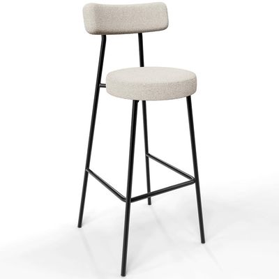 Banqueta Alta Bar Cozinha Sala De Jantar Estrutura Em Aço Milão L02 Bouclê Creme - Lyam Decor