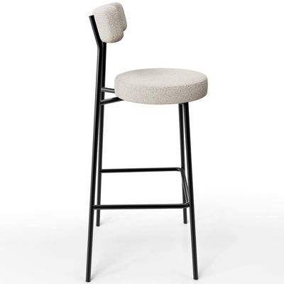 Banqueta Alta Bar Cozinha Sala De Jantar Estrutura Em Aço Milão L02 Bouclê Creme - Lyam Decor
