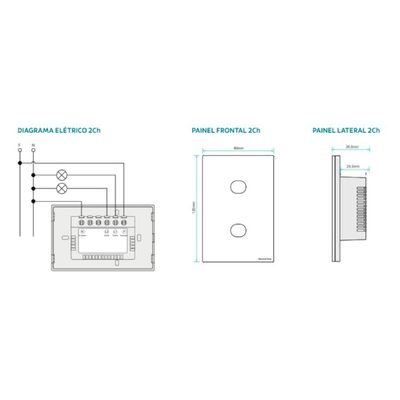 Interruptor Touch Wi-Fi Smart Tramontina Branco com 2 Canais