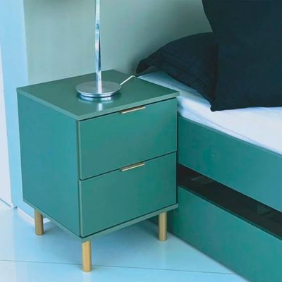 Mesa de Cabeceira 2 Gavetas Verde Oliva 41x39x56 cm Ditália