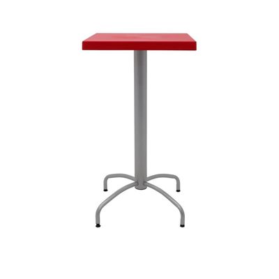 Mesa Quadrada Tramontina Gama 59 cm Alta em Polipropileno Vermelho com Base em Aço Carbono