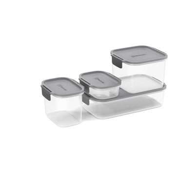 Potes Herméticos de Plástico Electrolux Cinza 4 Unidades Empilháveis Modulares