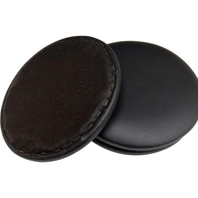 Kit 02 Assentos Redondo Banqueta Cadeira Estofados Poltronas H02 Corino Preto 35 cm - Lyam Decor