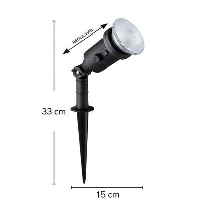 Kit 8 Luminárias Espeto para Jardim Preto Projetor Iluminaçã