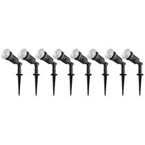 Kit 8 Luminárias Espeto para Jardim Preto Projetor Iluminaçã