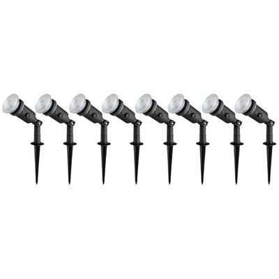 Kit 8 Luminárias Espeto para Jardim Preto Projetor Iluminaçã