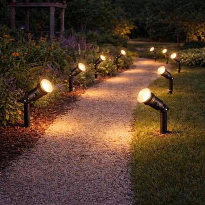 Kit 8 Luminárias Espeto para Jardim Preto Projetor Iluminaçã