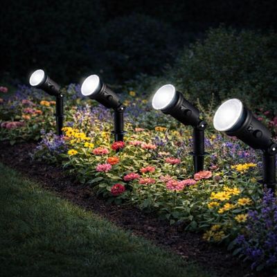 Kit 8 Luminárias Espeto para Jardim Preto Projetor Iluminaçã