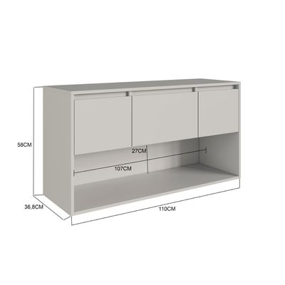 Gabinete de Banheiro Suspenso 110cm com 2 Gavetas Porta e Ni