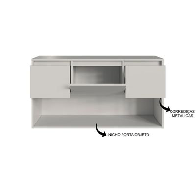 Gabinete de Banheiro Suspenso 110cm com 2 Gavetas Porta e Ni