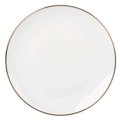 Jogo Pratos de Sobremesa 12 pçs Borda Dourada 19cm Porcelana